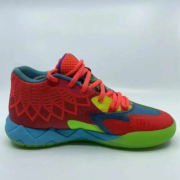 Puma MB1 Lamelo "Be You" Men’s Size 10 Green Gecko Red Blast Shoes 376813-01